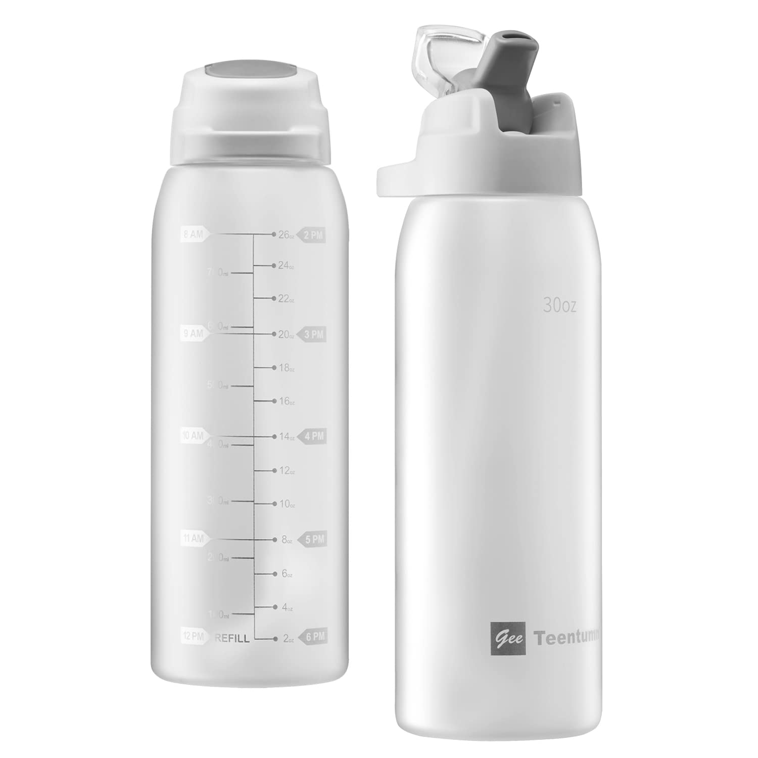 30oz Sport Water Bottle with Time Markers, Large Durable Gym Plastic Bottle for Fitness, Outdoor Enthusiasts, Leakproof (Pack of 1)