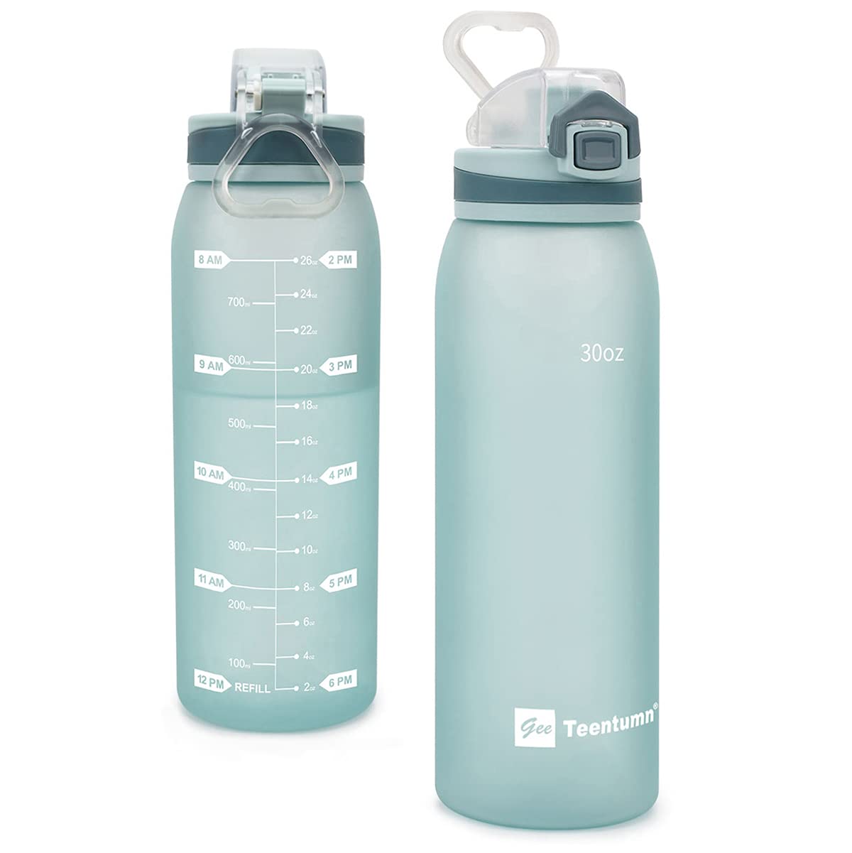 30oz Sport Water Bottle with Time Markers, Large Durable Gym Plastic Bottle for Fitness, Outdoor Enthusiasts, Leakproof (Pack of 1)