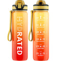 Water Bottle with Straw, 32oz Motivational Water Bottles with Time Marker to Drink, Tritan BPA Free, 1L Sports Water Bottle with Carry Strap LeakProof for Women Gym Fitness Outdoor (1 Pack)