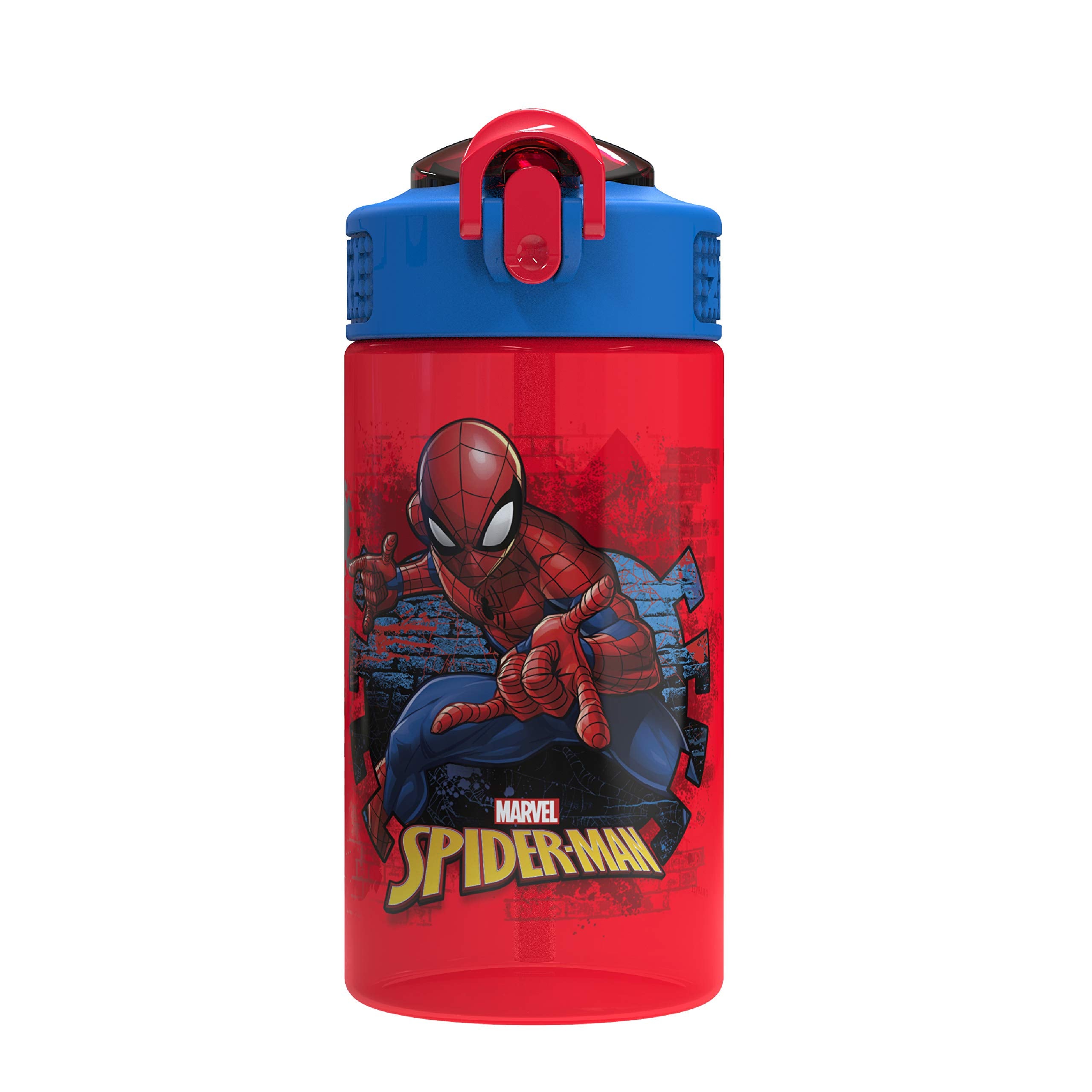 Zak Designs Minecraft Sage Water Bottle For School or Travel, 25oz Durable Plastic Water Bottle With Straw, Handle, and Leak-Proof, Pop-Up Spout Cover (Creeper)